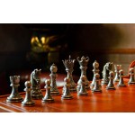 Luxury Leather Chess Set with Storage Box - Alloy Plated Silver Pieces, 420mm Premium Chess Board