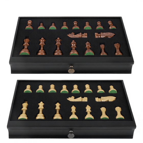 Premium Wooden Chess Set with Drawer Storage - Handcrafted Chess Board Game for Adults & Kids