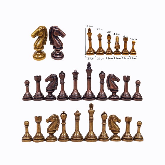 Retro gilded zinc alloy chess piece set