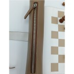 Brown dual axis leather roll chess set