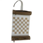 Brown dual axis leather roll chess set