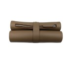 Brown dual axis leather roll chess set