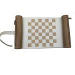 Brown dual axis leather roll chess set
