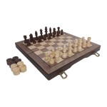 2-in-1 Solid Wood Magnetic Chess Checkers Set