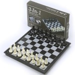 3-in-1 Folding Magnetic Chess Set (Chess+Checkers+Backgammon)