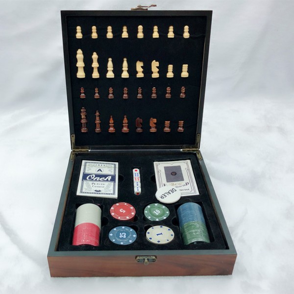 【 Multi functional board game set 】 Chess+Poker+Chip Dice Portable Storage Chess Box Party Entertainment Artifact