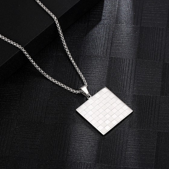 Chess board necklace, silver versatile