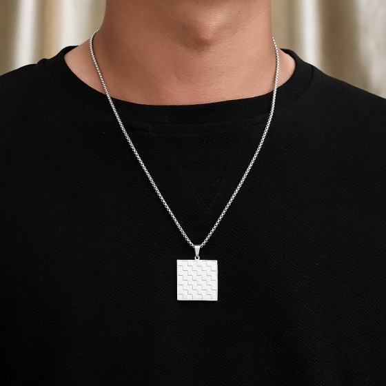 Chess board necklace, silver versatile