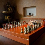 Luxury Leather Chess Set with Storage Box - Alloy Plated Silver Pieces, 420mm Premium Chess Board