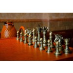 Luxury Leather Chess Set with Storage Box - Alloy Plated Silver Pieces, 420mm Premium Chess Board