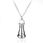 Alloy Silver Chess Necklace - Durable Game-Inspired Minimalist Jewelry for Men & Women