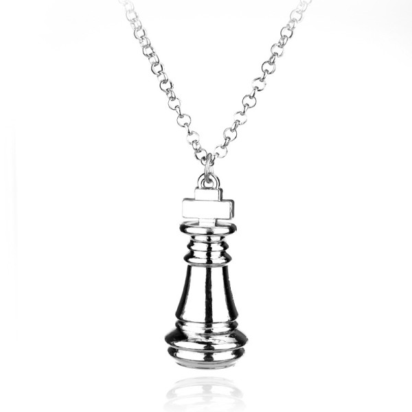 Alloy Silver Chess Necklace - Durable Game-Inspired Minimalist Jewelry for Men & Women